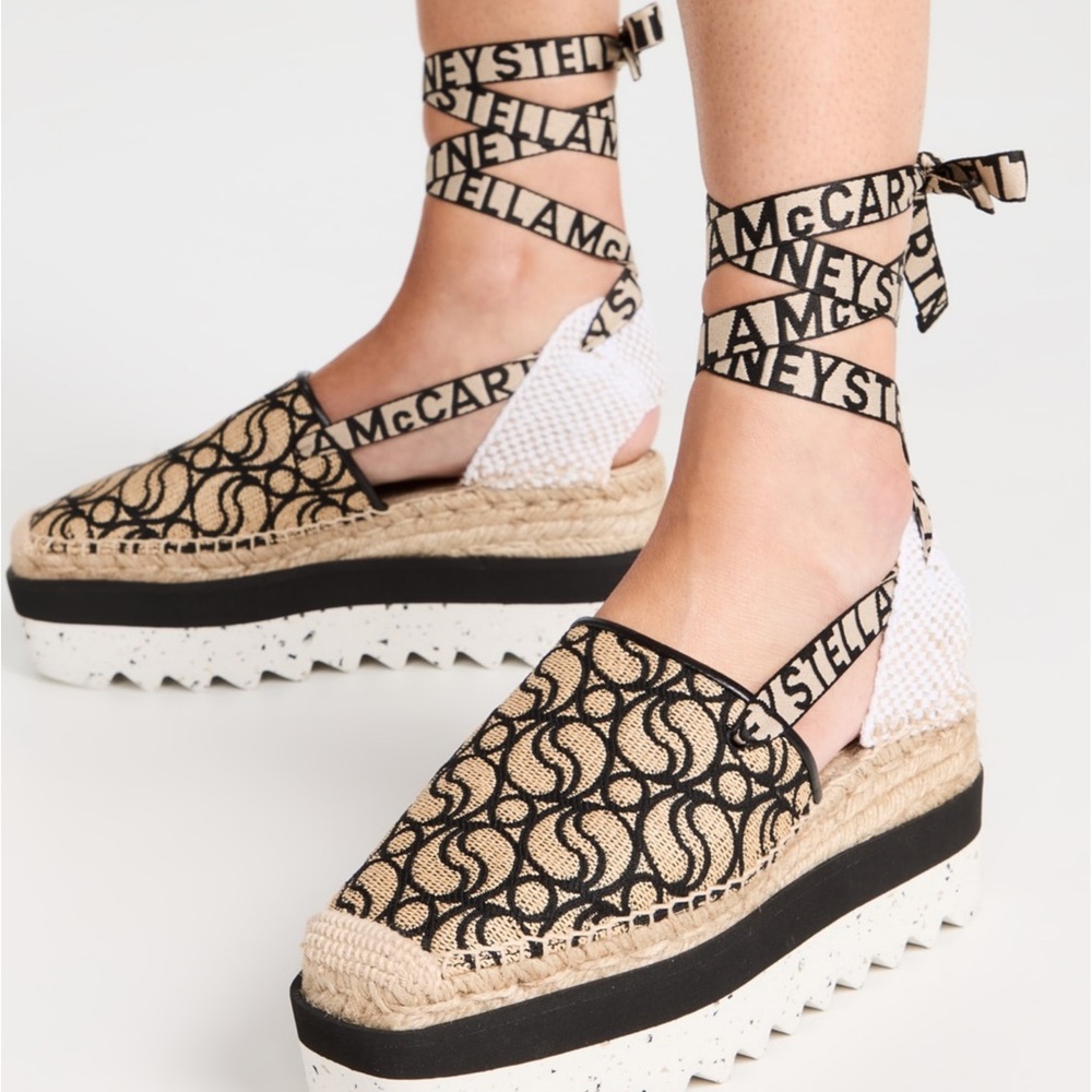 Stella McCartney Black and Natural Platform Espadrilles - Picture 2 of 15